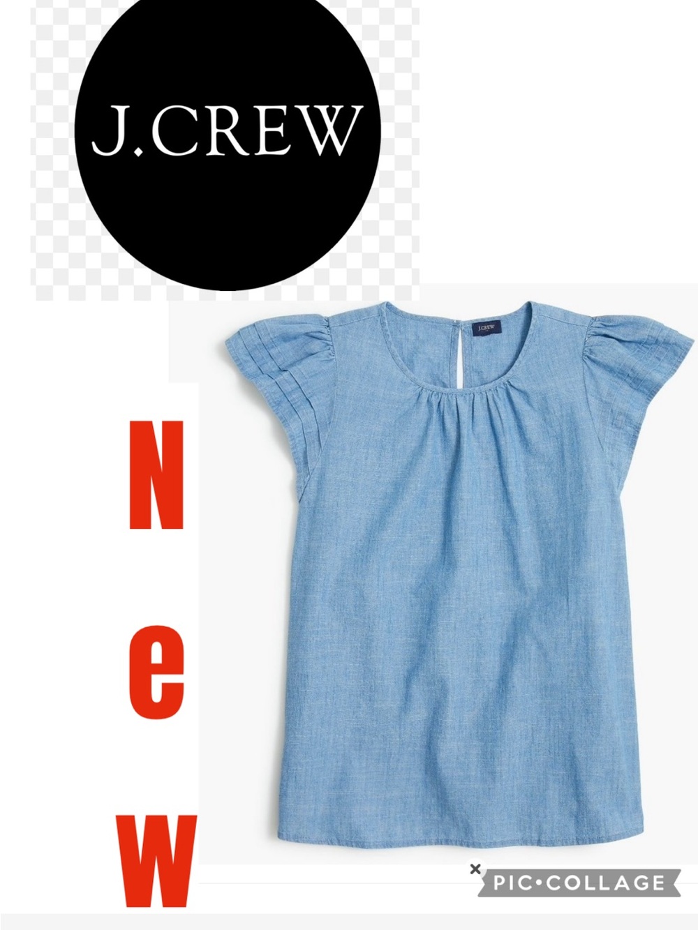 NEW J. Crew Light Blue Chambray Cap-Sleeve Top for Girls